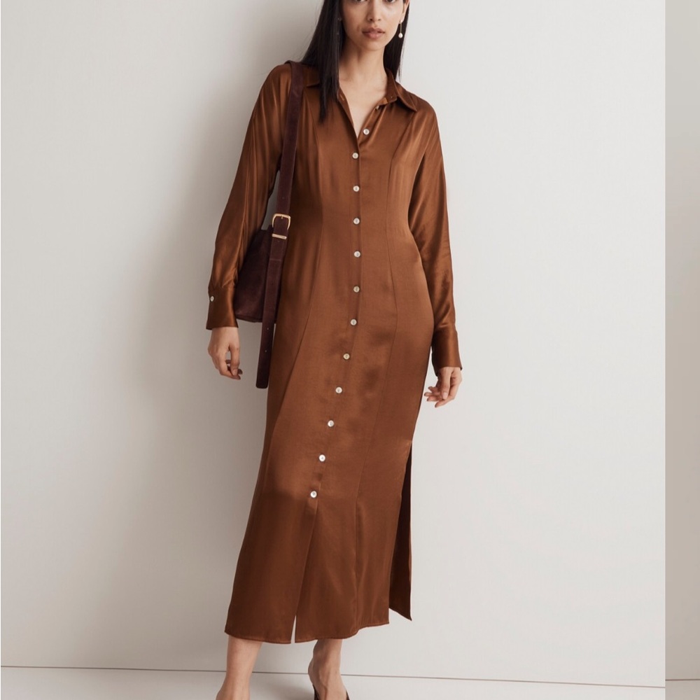 NWT Madewell Brown Button-Up Shirt Dress